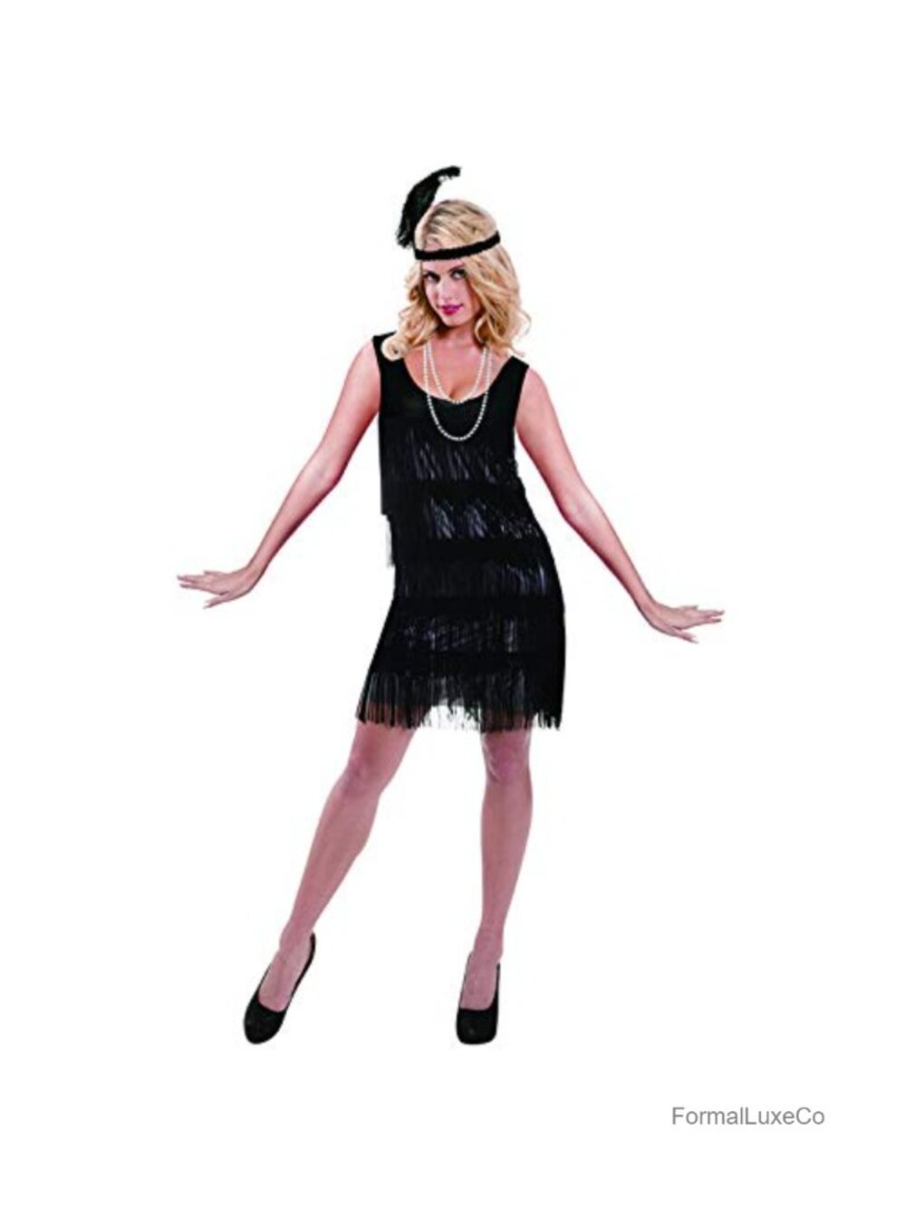 1920s Fringed Flapper Costume Dress Set Spandex Great Gatsby Party
